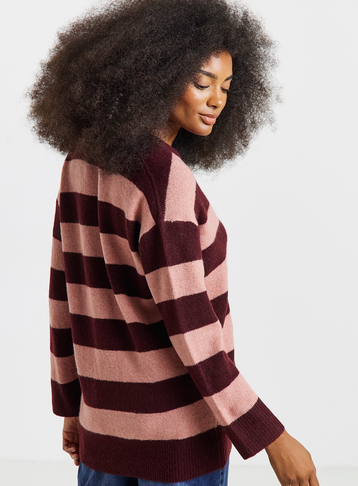 SIMPLY BE Sponge Stripe Boyfriend Cardigan With Wool 12-14 - Image 2 thumbnail